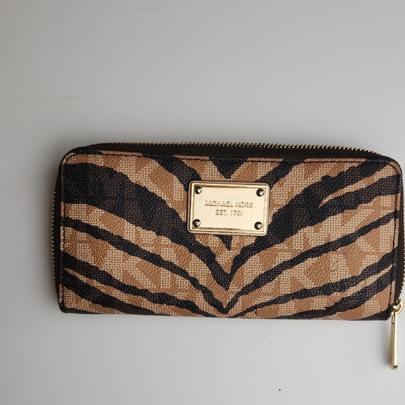 Michael Kors Handbags - Michael Kors Tan and Black Animal Print Wallet
